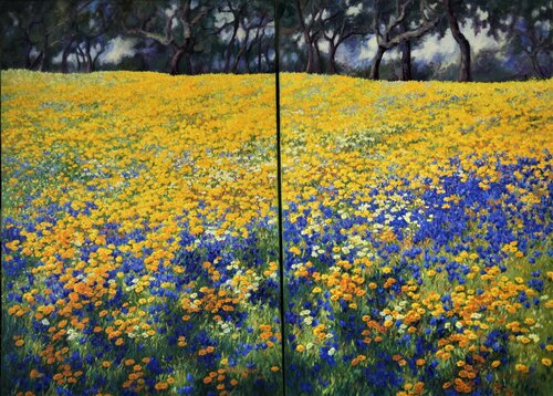 Sunny Morning (diptych 2x120/80cm) van Felicia Trales, Schilderij te koop op Singulart