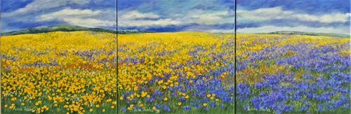 Flowery Field (triptych 3x35/35) di Felicia Trales, Pittura in vendita su Singulart