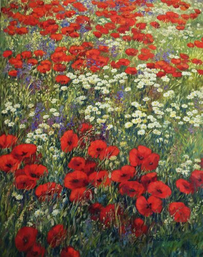 Red Wildflowers von Felicia Trales, Malerei kaufen auf Singulart