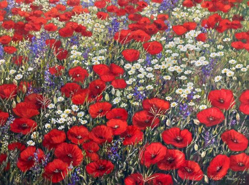 Red Poppys van Felicia Trales, Schilderij te koop op Singulart