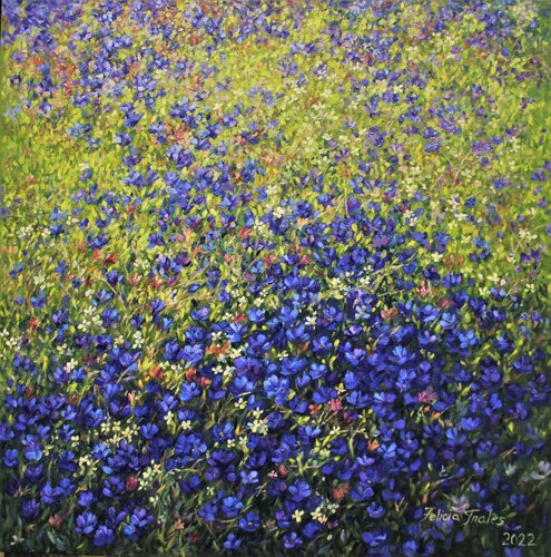 Blue Flowers di Felicia Trales, Pittura in vendita su Singulart