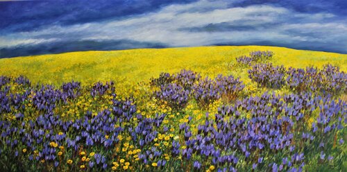 Wild Lavender Field van Felicia Trales, Schilderij te koop op Singulart
