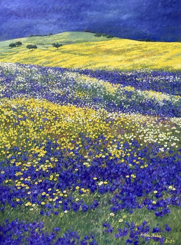 Ocean of Flowers van Felicia Trales, Schilderij te koop op Singulart