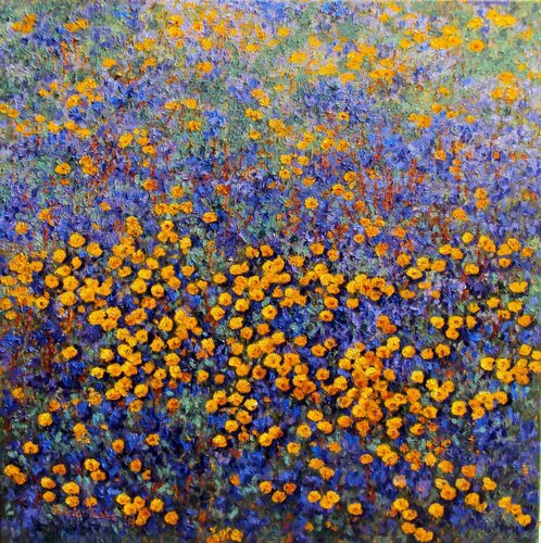 Yellow Flowers van Felicia Trales, Schilderij te koop op Singulart