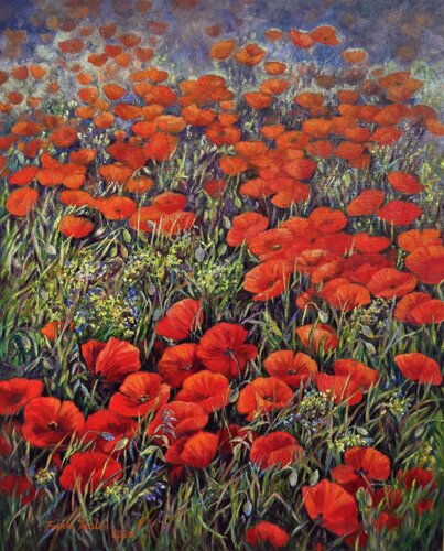 Poppies II von Felicia Trales, Malerei kaufen auf Singulart