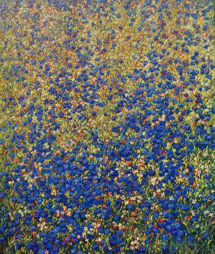 Blue Flowers II di Felicia Trales, Pittura in vendita su Singulart