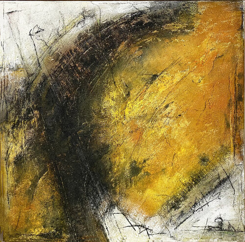 O.T. - Originalbild, Gelb, Strukturen - Experimentelle Malerei di Rudi Eckerle, Pittura in vendita su Singulart