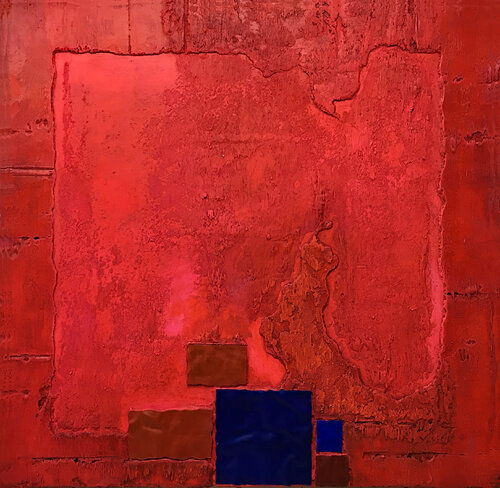 O.T. Rot  im Quadrat 1 van Rudi Eckerle, Schilderij te koop op Singulart
