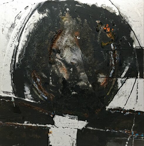 O.T. - Schwarz Weiß  Strukturen Mixed Media auf Leinwand Rudi Eckerle