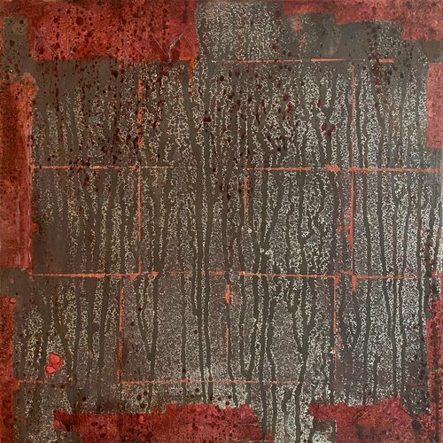 O.T. - Blattsilber, Originalbild  Mischtechnik Acryl, Pigmente, Blattsilber oxidiert auf Leinwand by Rudi Eckerle, 회화 for Sale on Singulart