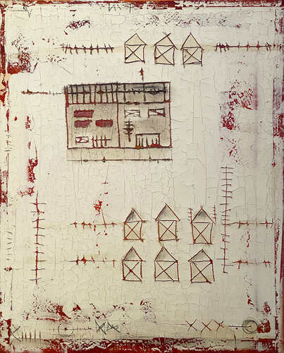 O.T. -  Strukturen, Originalbild - Mischtechnik auf Leinwand van Rudi Eckerle, Schilderij te koop op Singulart