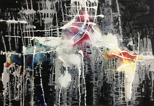 O.T. - Blickfang 2-teilig / Bild 1 -  Originalbilder  / 2 - teilig Mixed Media auf Leinwand par Rudi Eckerle, Peinture en vente sur Singulart