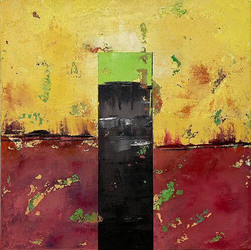 O.T. - Jetzt zum Verkauf - Originalbild, Gelb / Rot, Strukturen - Experimentelle Malerei van Rudi Eckerle, Schilderij te koop op Singulart