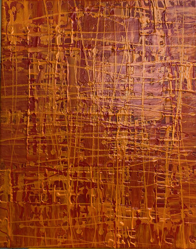 O.T. - Rot Strukturen, Experimentell, Originalbild  Mischtechnik auf Leinwand van Rudi Eckerle, Schilderij te koop op Singulart