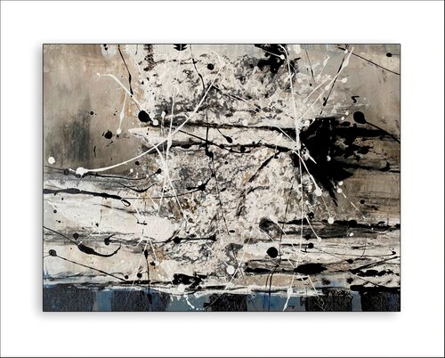 O.T.  Strukturbild  - Originalbild  Mischtechnik  Acryl, Pigmente auf Papier - mit Passepartout  Größe 40 x 50 cm Rudi Eckerle