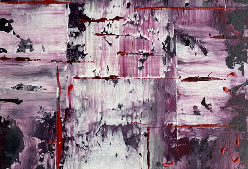 O.T.  Viva Magenta / Color Strukturbild  - Originalbild  /  Mischtechnik,  Acryl, Pigmente auf Papier mit Passepartout 50 x 60 cm par Rudi Eckerle, Peinture en vente sur Singulart