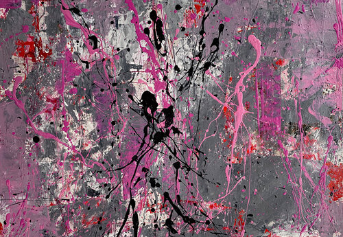 O.T.  Viva Magenta / Color Strukturbild  - Originalbild  /  Mischtechnik,  Acryl, Pigmente auf Papier mit Passepartout / Größe 40 x 50 cm van Rudi Eckerle, Schilderij te koop op Singulart