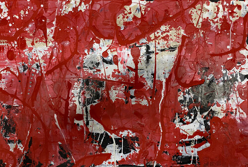 O.T. - Rot  -  Originalbild  Mischtechnik  Acryl, Pigmente auf Papier mit Glaswechselrahmen 50 x 60 cm. by Rudi Eckerle, Painting for Sale on Singulart