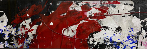 O.T. - Das kleine Format - Rot  -  Originalbild  Mischtechnik  Acryl, Pigmente auf Papier  mit Passepartout / Größe 45 x 30 cm Rudi Eckerle