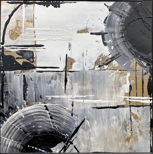 O.T.  Strukturbild  - Originalbild  Mischtechnik  Acryl, Pigmente auf Papier 30 x 30 cm  - mit Passepartout  Größe 40 x 40 cm par Rudi Eckerle, Peinture en vente sur Singulart