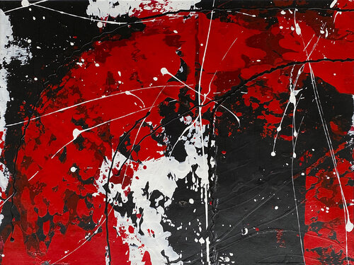 O.T. - Rot & Schwarz  - Originalbild  Mischtechnik  Acryl, Pigmente auf Papier - mit Passepartout , Größe 60 x 50 cm di Rudi Eckerle, Pittura in vendita su Singulart