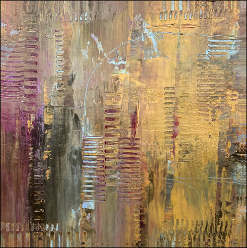 O.T.  Strukturbild  - Originalbild  Mischtechnik  Acryl, Pigmente auf Papier 30 x 30 cm  - mit Passepartout  Größe 40 x 40 cm van Rudi Eckerle, Schilderij te koop op Singulart