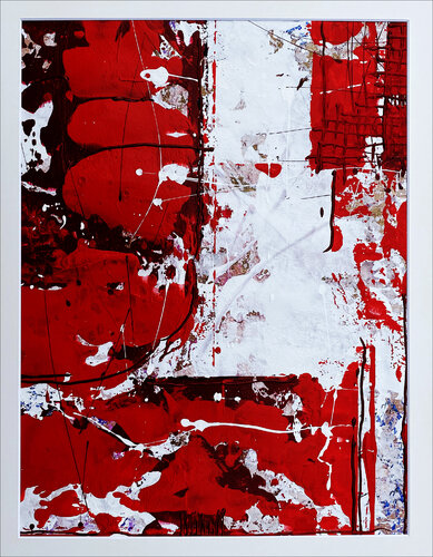 O.T. - Rot   - Originalbild  Mischtechnik  Acryl, Pigmente auf Papier - mit Passepartout , Größe 60 x 50 cm van Rudi Eckerle, Schilderij te koop op Singulart