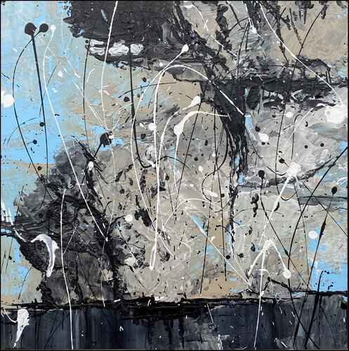 O.T.  Strukturbild  - Originalbild  Mischtechnik  Acryl, Pigmente auf Papier 30 x 30 cm  - mit Passepartout  Größe 40 x 40 cm Rudi Eckerle