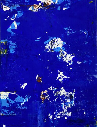 O.T. - Blau  - Originalbild  Mischtechnik  Acryl, Pigmente auf Papier - mit Passepartout , Größe 50 x 60 cm van Rudi Eckerle, Schilderij te koop op Singulart