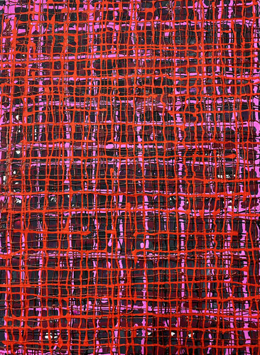 O.T.  Viva Magenta / Color Strukturbild  - Originalbild  /  Mischtechnik,  Acryl, Pigmente auf Papier mit Passepartout / Größe 60 x 50 cm van Rudi Eckerle, Schilderij te koop op Singulart