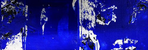O.T.  Strukturbild Blau Weiß  - Originalbild  Mischtechnik  Acryl, Pigmente auf Papier 36 x 12 cm  mit Passepartout  Größe 45 x 30 cm Rudi Eckerle