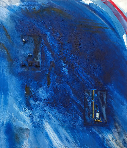 OT. Original Gemälde " Verbindungen 5 " -  Mischtechnik auf Leinwand van Rudi Eckerle, Schilderij te koop op Singulart