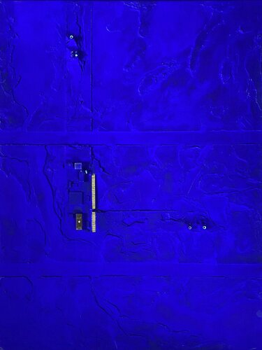 OT. Original Gemälde " Verbindungen 10 " -  Pigment Blau Lapis-Lazuli / Mischtechnik auf Leinwand di Rudi Eckerle, Pittura in vendita su Singulart