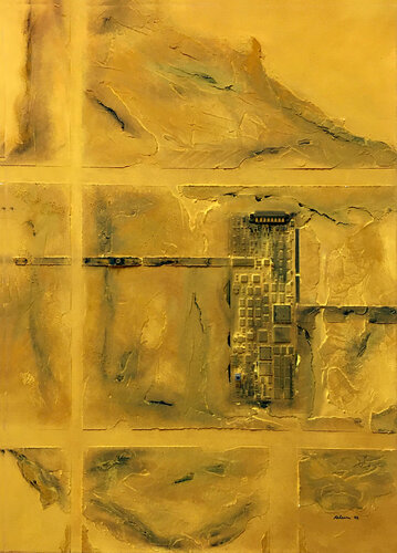 OT. Original Gemälde " Verbindungen 11 " -  Mischtechnik auf Leinwand von Rudi Eckerle, Malerei kaufen auf Singulart