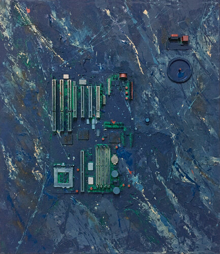 OT. Original Gemälde " Verbindungen 13 " -  Mischtechnik auf Leinwand di Rudi Eckerle, Pittura in vendita su Singulart