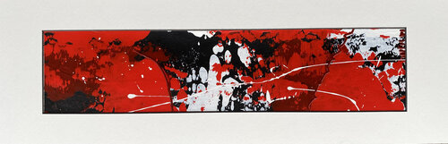 O.T. - Das kleine Format - Rot  -  Originalbild  Mischtechnik  Acryl, Pigmente auf Papier - mit Passepartout / Größe 20 x 61 cm van Rudi Eckerle, Schilderij te koop op Singulart