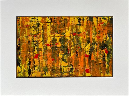O.T.  Strukturbild Orange / Gelb  - Originalbild  Mischtechnik  Acryl, Pigmente auf Papier 19 x 29 cm  - mit Passepartout  Größe 30 x 40 cm par Rudi Eckerle, Peinture en vente sur Singulart