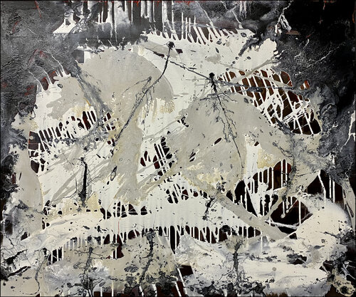 O.T. - Originalbild / Weiß Strukturen - Experimentelle Malerei auf Leinwand. van Rudi Eckerle, Schilderij te koop op Singulart
