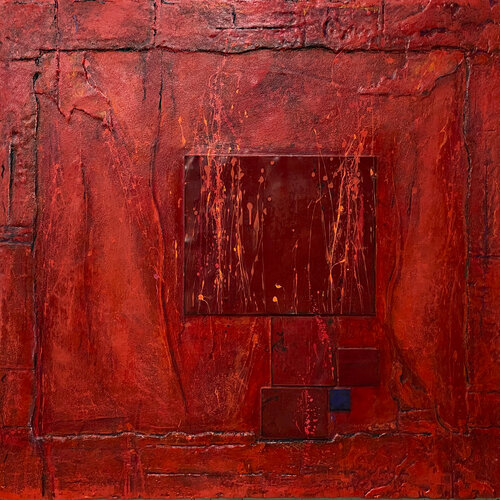 O.T. Rot  im Quadrat 3 de Rudi Eckerle, Pintura a la venta en Singulart