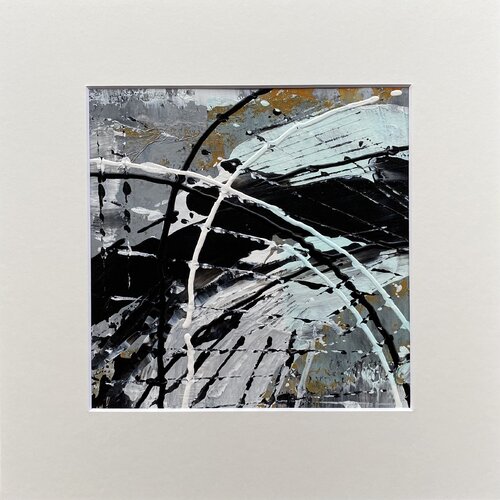 O.T.  Strukturbild  - Originalbild  Mischtechnik  Acryl, Pigmente auf Papier  mit Passepartout  Größe 30 x 30 cm van Rudi Eckerle, Schilderij te koop op Singulart