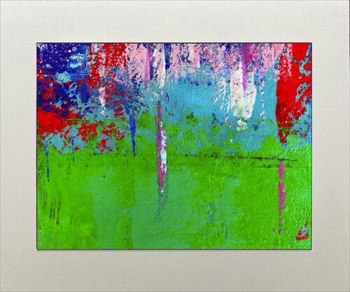 O.T.  - Lands Cape Grün  - Originalbild  auf Papier mit Passepartout 50 x 60 cm van Rudi Eckerle, Schilderij te koop op Singulart
