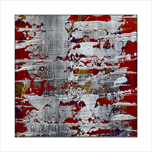 O.T.  Rot Weiß / Strukturbild  - Originalbild  Mischtechnik  Acryl auf Papier  mit Passepartout  Größe 50 x 50 cm Rudi Eckerle