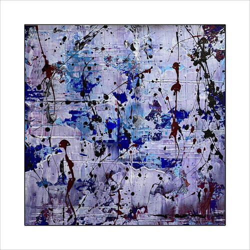 O.T.  Blau Weiß / Strukturbild  - Originalbild  Mischtechnik  Acryl auf Papier  mit Passepartout  Größe 50 x 50 cm par Rudi Eckerle, Peinture en vente sur Singulart