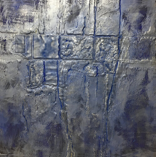 O.T. - Blau Metallisch / Lands Cape Strukturen - Originalbild / Strukturbild - Experimentelle Malerei. von Rudi Eckerle, Malerei kaufen auf Singulart