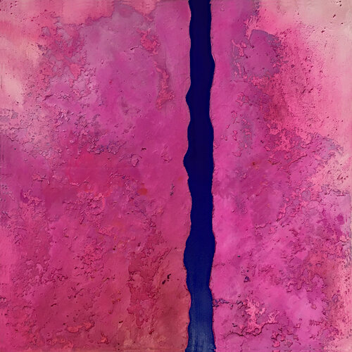 O.T. - NATURE / Pink-Blau Originalbild / Strukturbild  Mixed Media auf Leinwand Rudi Eckerle