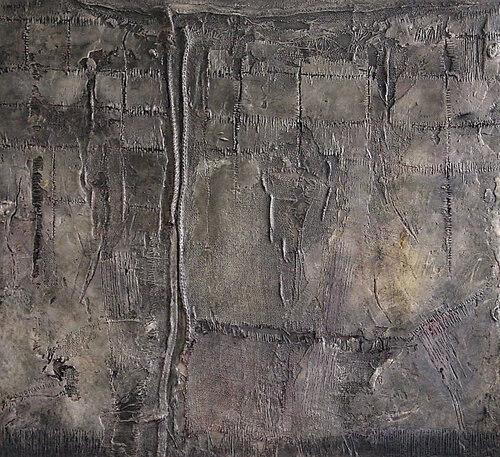 O.T. - Originalbild / Grau Strukturen / Originalbild - Experimentelle Malerei auf Holz van Rudi Eckerle, Schilderij te koop op Singulart