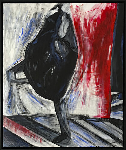 O.T. -  Jetzt zum Verkauf - Auf der Flucht - Energie - mit Schattenfugenrahmen schwarz von Rudi Eckerle, Malerei kaufen auf Singulart