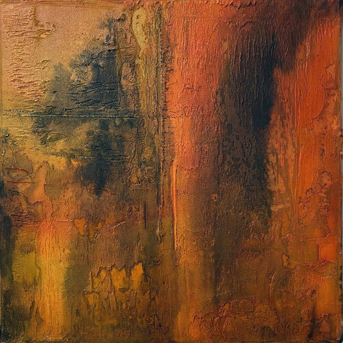 O.T. - Originalbild  Rot / Orange - Mischtechnik Acryl, Pigmente auf Leinwand. de Rudi Eckerle, Pintura a la venta en Singulart