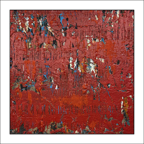 O.T. - Rot  -  Originalbild   Acryl auf Papier mit Passepartout 30 x 30 cm. Rudi Eckerle