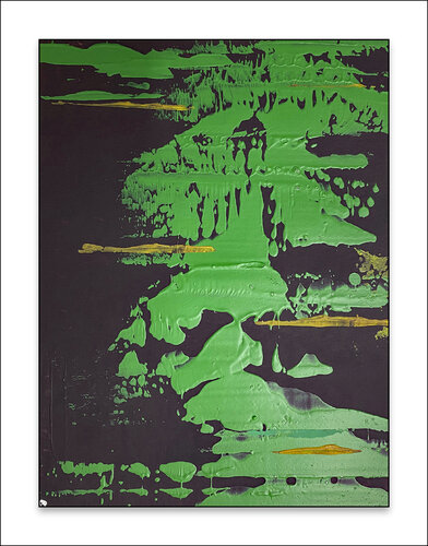 O.T.  - Lands Cape Grün  - Originalbild  auf Papier mit Passepartout 30 x 24 cm de Rudi Eckerle, Pintura a la venta en Singulart